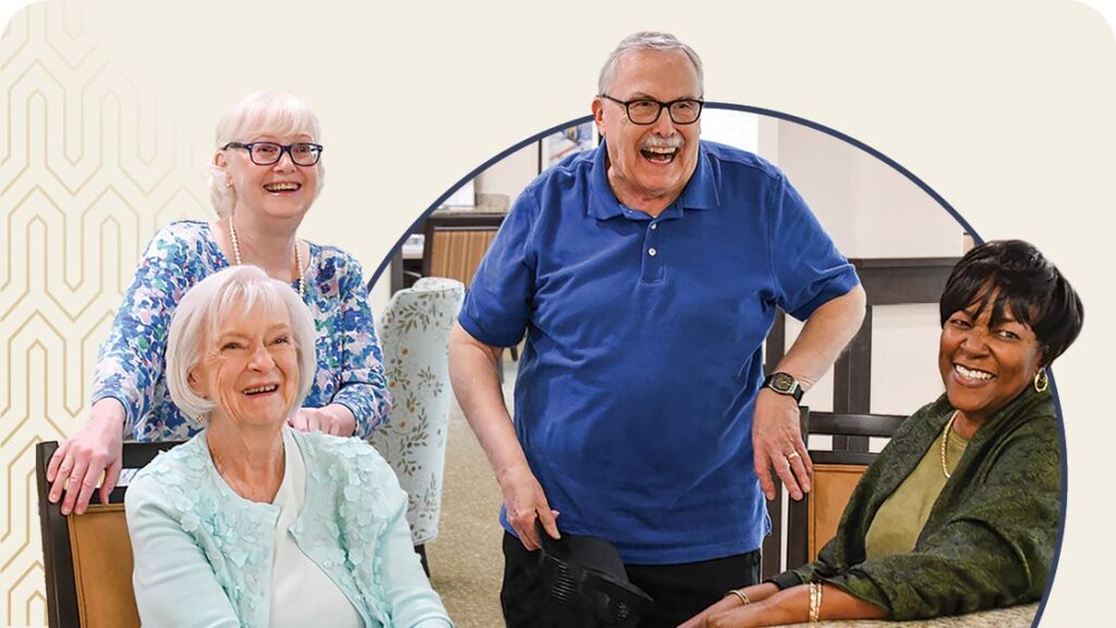 Group of Riverwalk Estates seniors smiling
